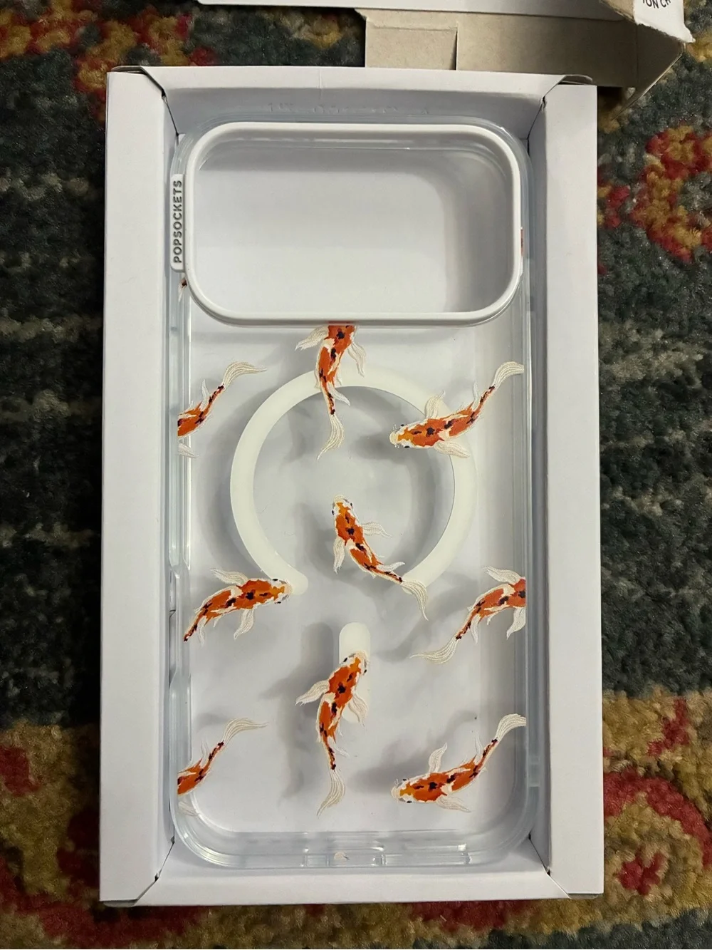 PopSocket PopCase Clear Phone Case with White Ring and Orange Koi Fish